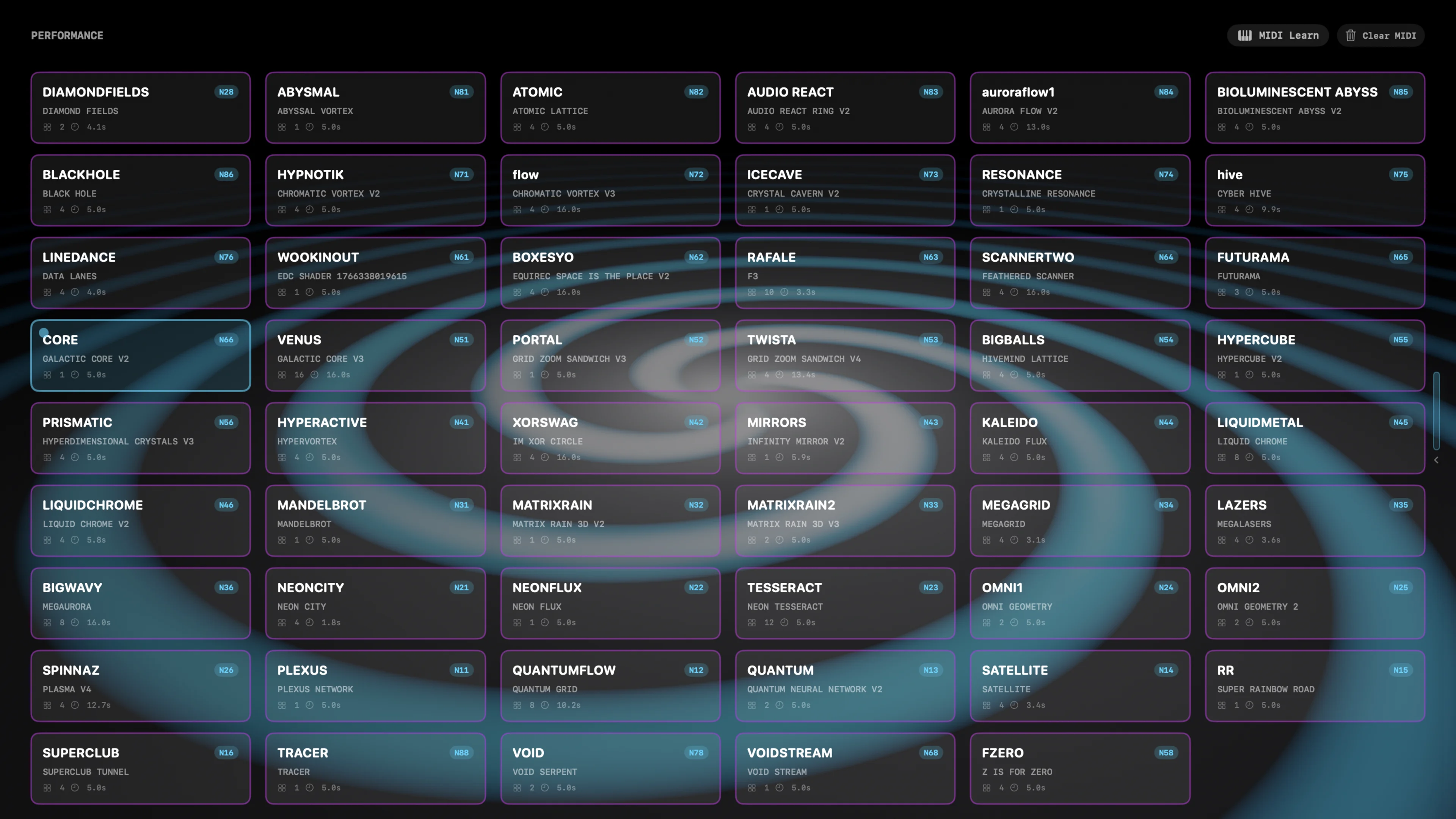 RenderWave visual output and performance interface